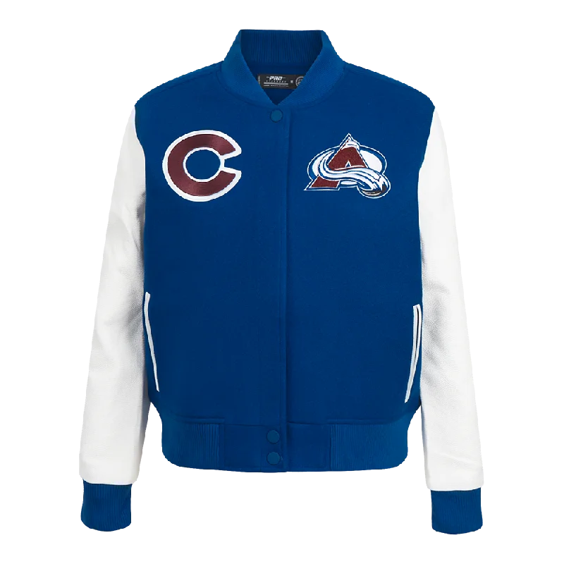 NHL COLORADO AVALANCHE CLASSIC WOMEN'S WOOL VARSITY JACKCET (DODGER BLUE/WHITE)