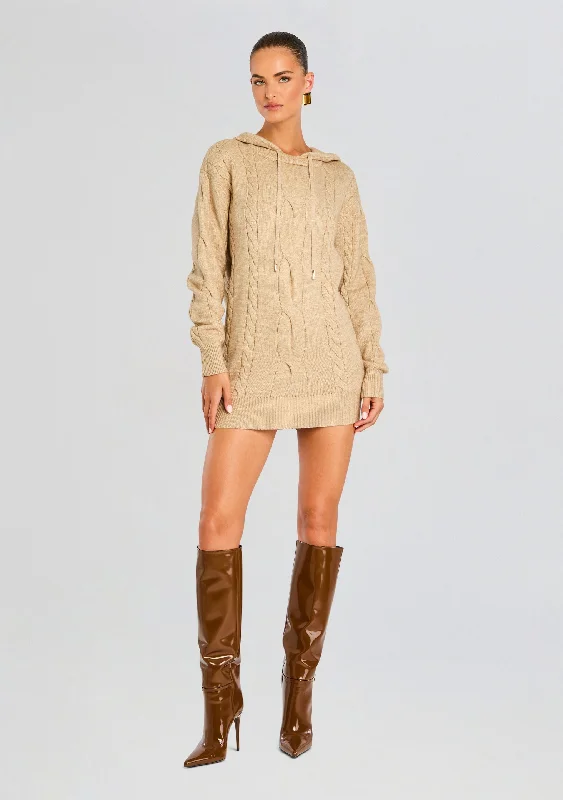 Cab Cable Knit Hoodie Dress