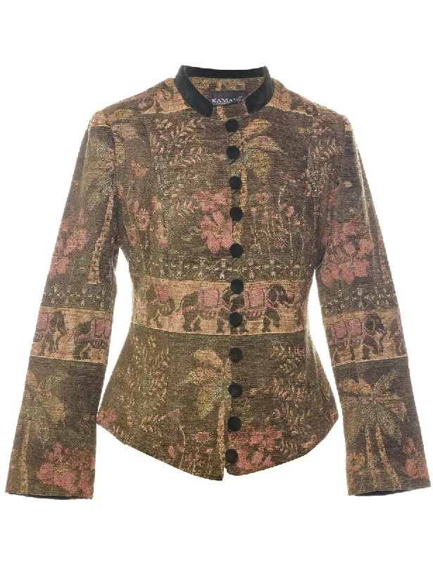 Button Front Tapestry Jacket - XS