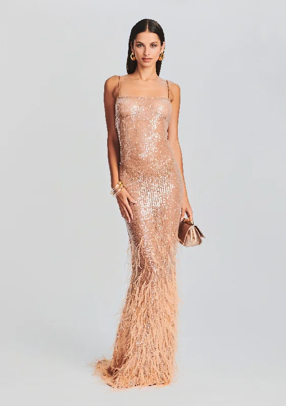 Odessa Sequin Feather Dress