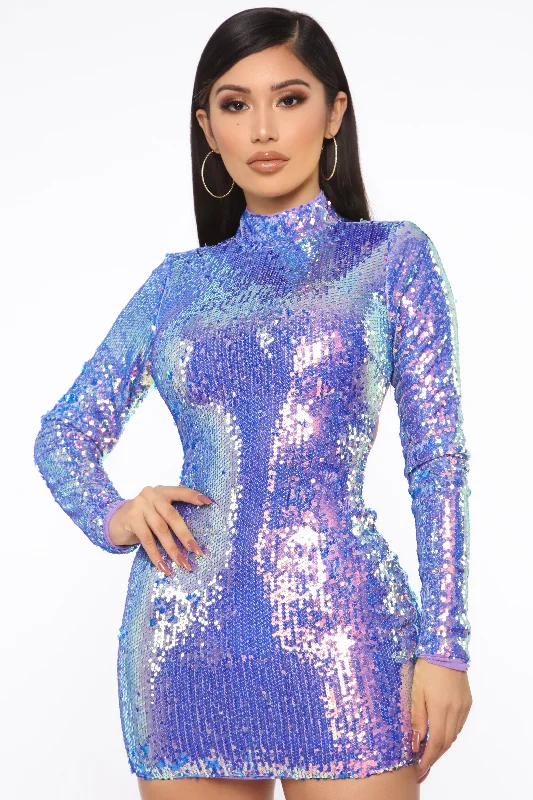 Disco Doll Sequin Mini Dress - Purple/combo