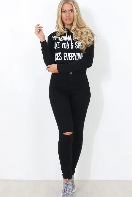 Neem Black Slogan Pullover Hoodie