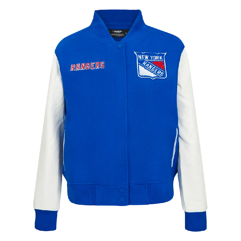 NHL NEW YORK RANGERS CLASSIC WOMEN'S VARSITY JACKET (ROYAL BLUE/WHITE)