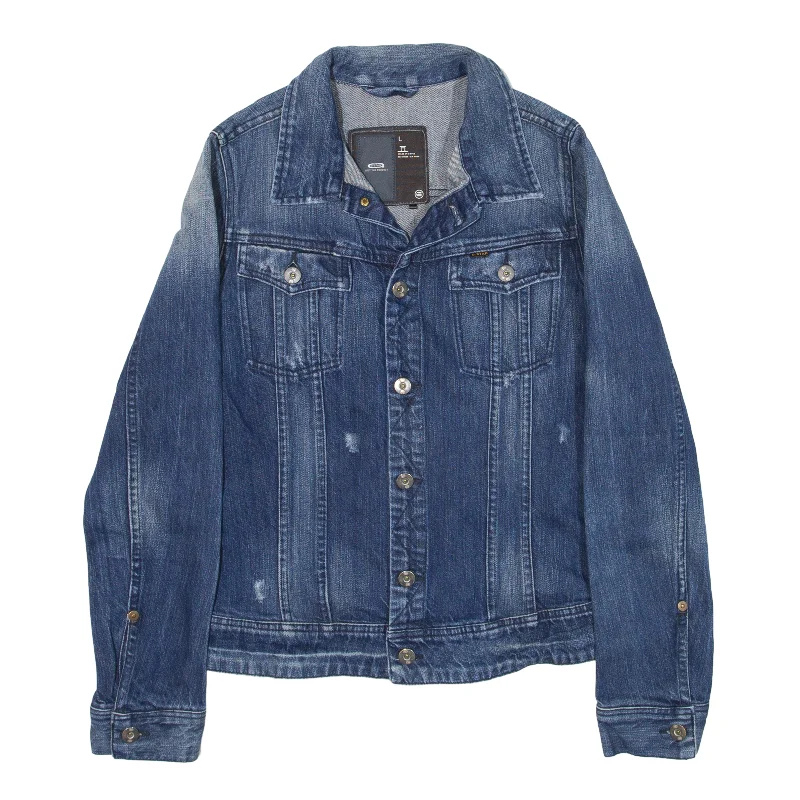 G-STAR Distressed Denim Jacket Blue Womens L