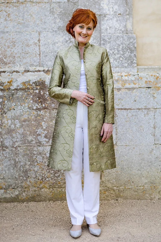 Nehru Coat in Antique Moss