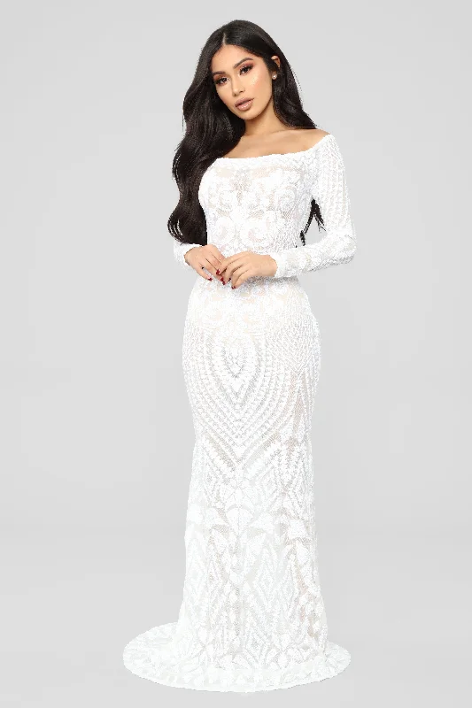 Make A Statement Sequin Gown - Off White