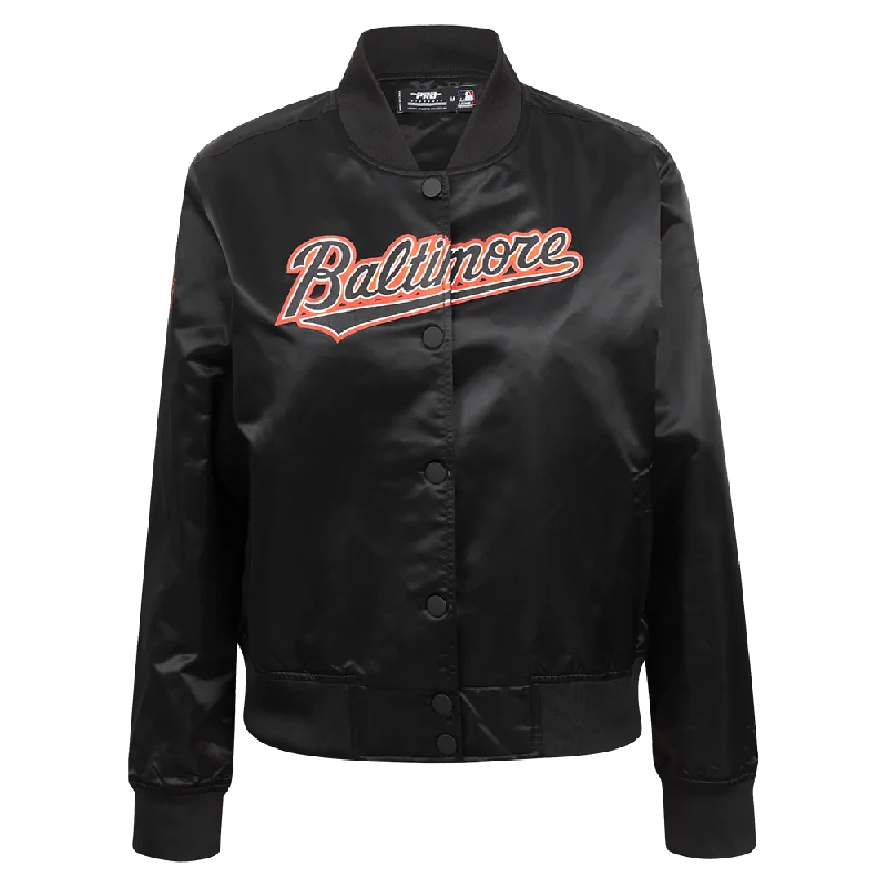 MLB BALTIMORE ORIOLES CLASSIC WOMEN'S SATIN JACKET (BLACK)