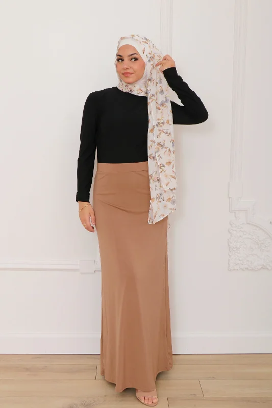 Tan Spandex Maxi Skirt