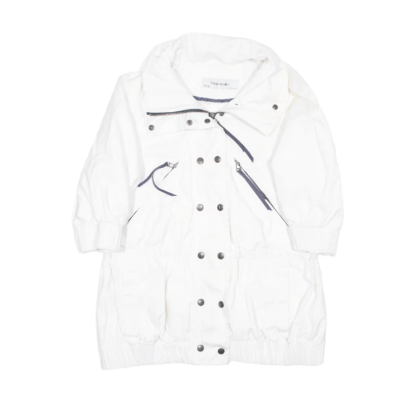 ZARA Short Balloon Sleeve Overcoat Jacket White Womens S