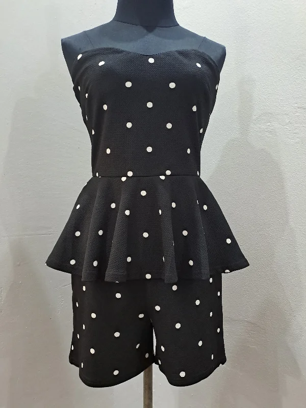 Polka Dot Peplum Playsuit (Large)