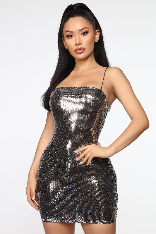 On The Dance Floor Sequin Mini Dress - Silver