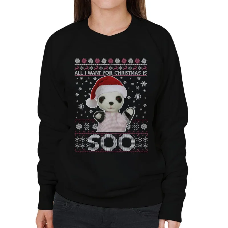 Sooty Christmas Festive Hat All I Want For Christmas Is Soo Women's Sweatshirt