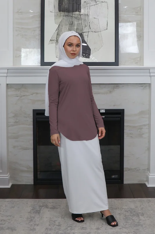 High Neck Long Sleeve Top- Dark Lavender