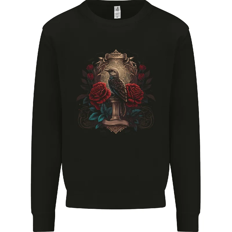 A Bird With a Gothic Vase and Roses Mens Sweatshirt Jumper