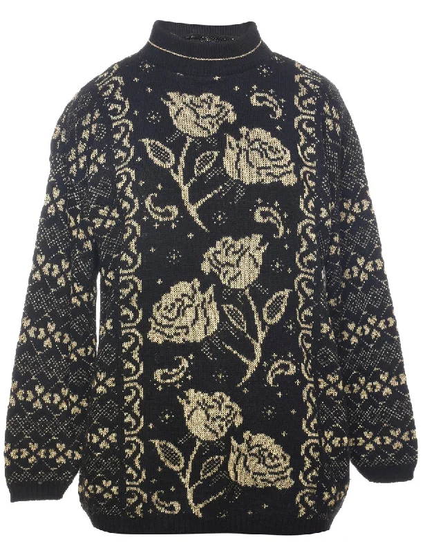 Floral Knit Jumper - L