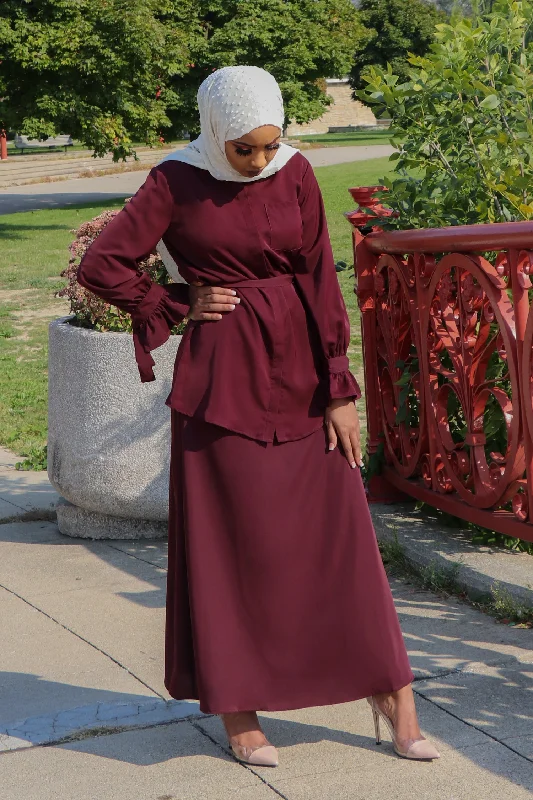 Deluxe Soft Maxi Skirt- Mahogany