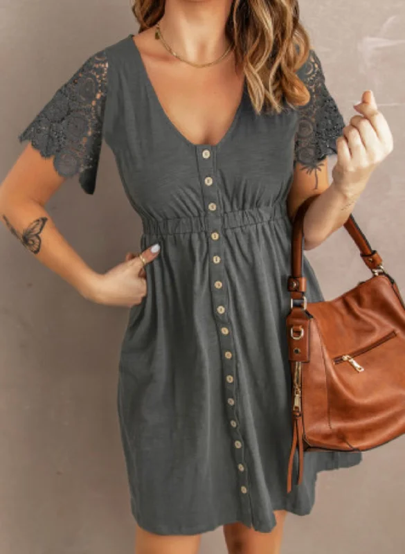 Lace Sleeve Button Down Dress