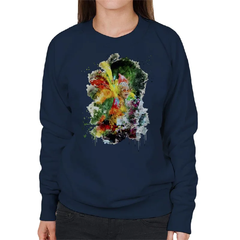 TV Times Elton John Wearing Feathers At The Piano 1978 Women's Sweatshirt