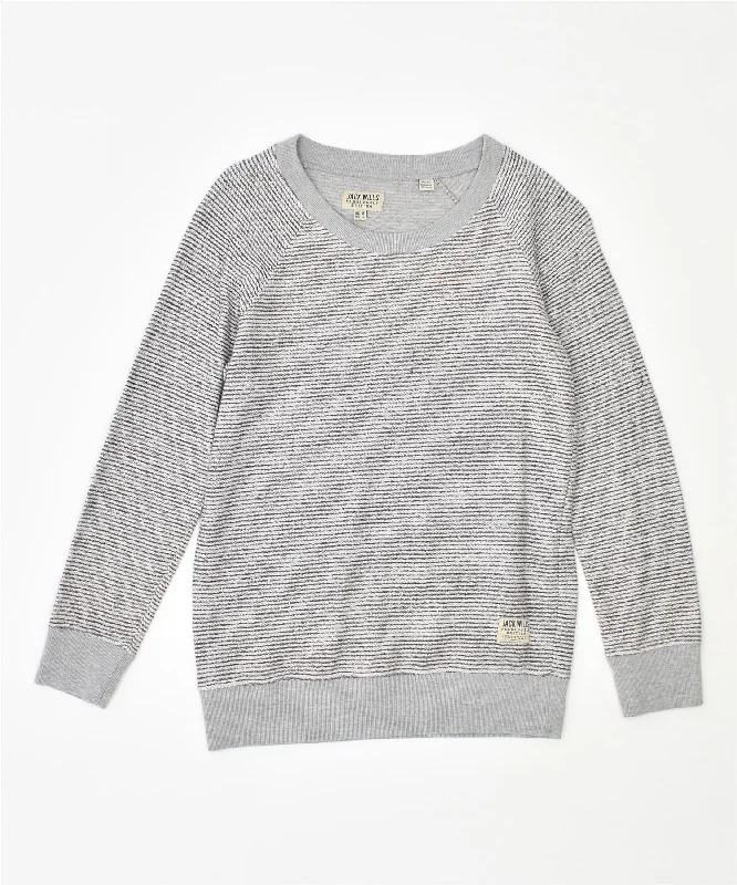 JACK WILLS Womens Sweatshirt Jumper UK 8 Small Grey Striped Cotton